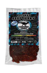 Packaged beef jerky with 'Carnivore Candy' branding on a white background